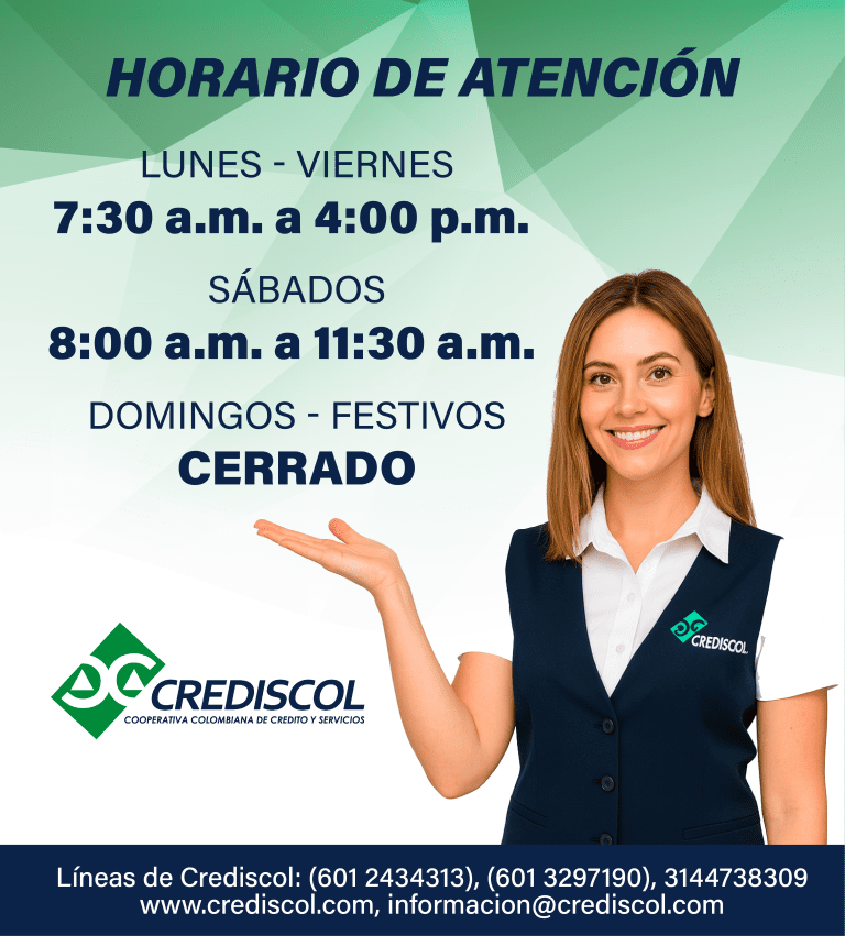 diseños crediscol abril HORARIOS DE ATENCION